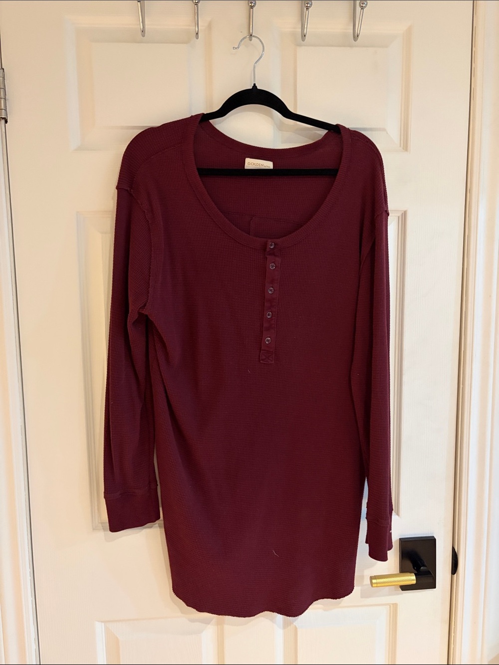 TNA Women's Long-Sleeve Henley Top in Burgundy